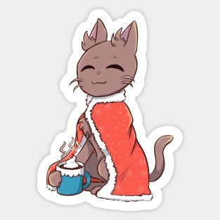 Cat Drinking Hot Coca Sticker